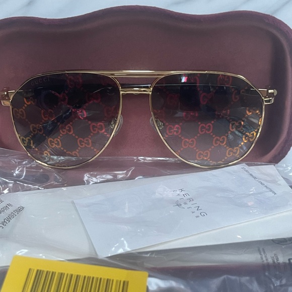 GREEEN MIRROR “GG” LOGO PILOT AVIATOR GOLD METAL SUNGLASSES AS SEEN ON GARCELLE - Picture 11 of 16